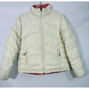 LL Bean Puffer Jacket Women's  Reversible Goose Down Quilted Pockets Coat Sz M